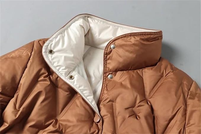 Women Ultralight White Duck Down Long Jacket Female Single-Breasted Double Sided Puffer Coat