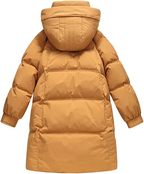 ERFMFKL Women Puffer Jacket Hooded Thick Warm Long Sleeves Coat Casual Loose Zipper Long Parkas