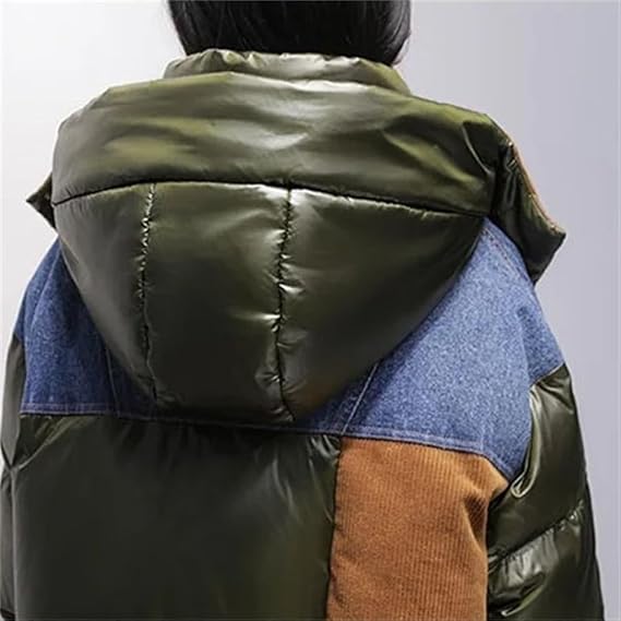 MQPALZKD Winter Denim Sewing Down Jacket Thickened Coat Ladies Casual Loose