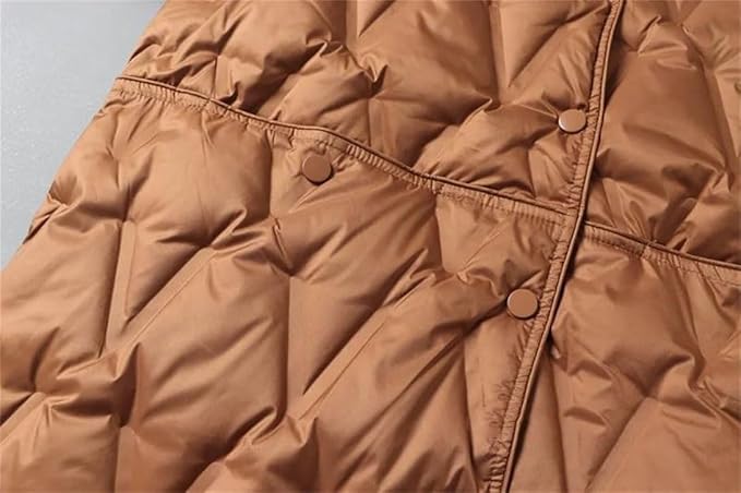 Women Ultralight White Duck Down Long Jacket Female Single-Breasted Double Sided Puffer Coat